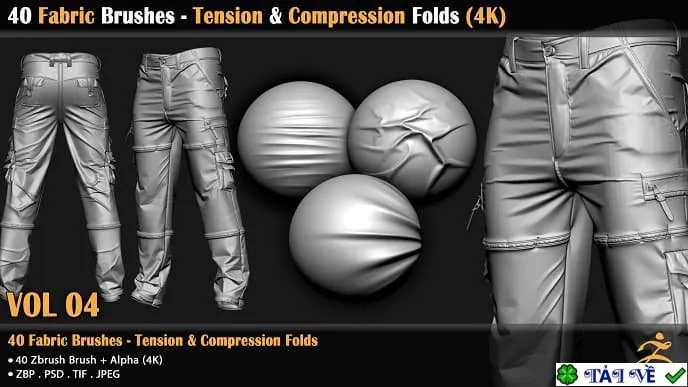 40 brushes leather fabric compression folds