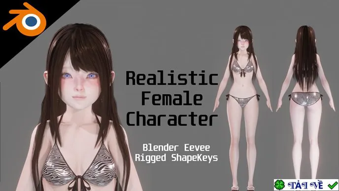 Bikini model realistic female character
