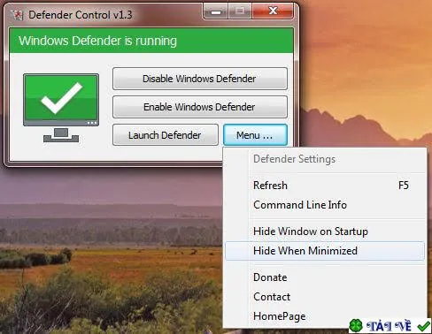 defender control setting