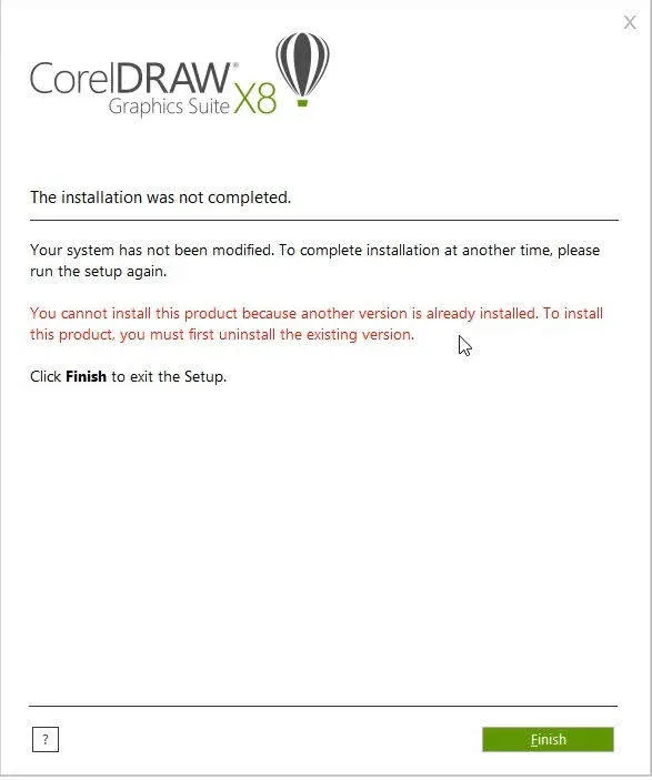 lỗi corel Draw x8