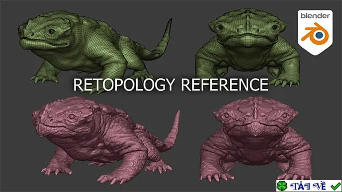 Retopology reference lizard creature